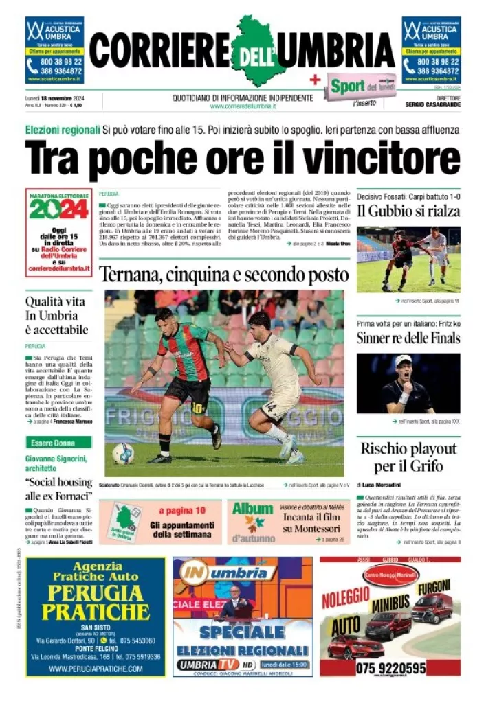 Prima-pagina-corriere umbria-del-2024-11-18